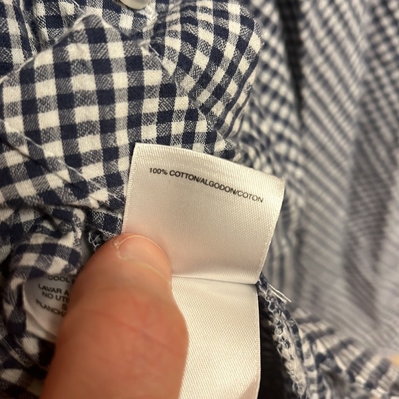 Anne Klein Gingham Plaid Blue Shirt - Picture 6 of 7